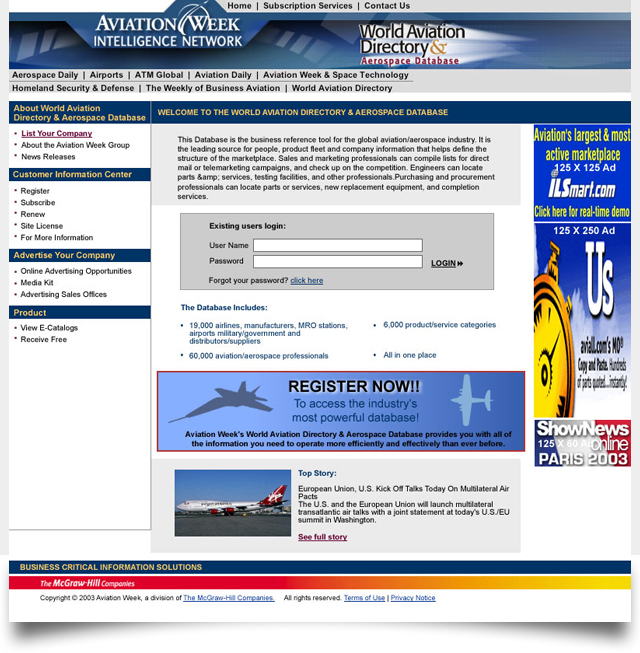 McGraw-Hill World Aviation Directory & Aerospace Database